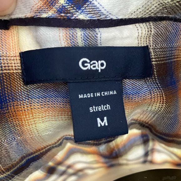 Gap Plaid Button Down Long Sleeve Collard Shirt Size Medium Western - Picture 3 of 3